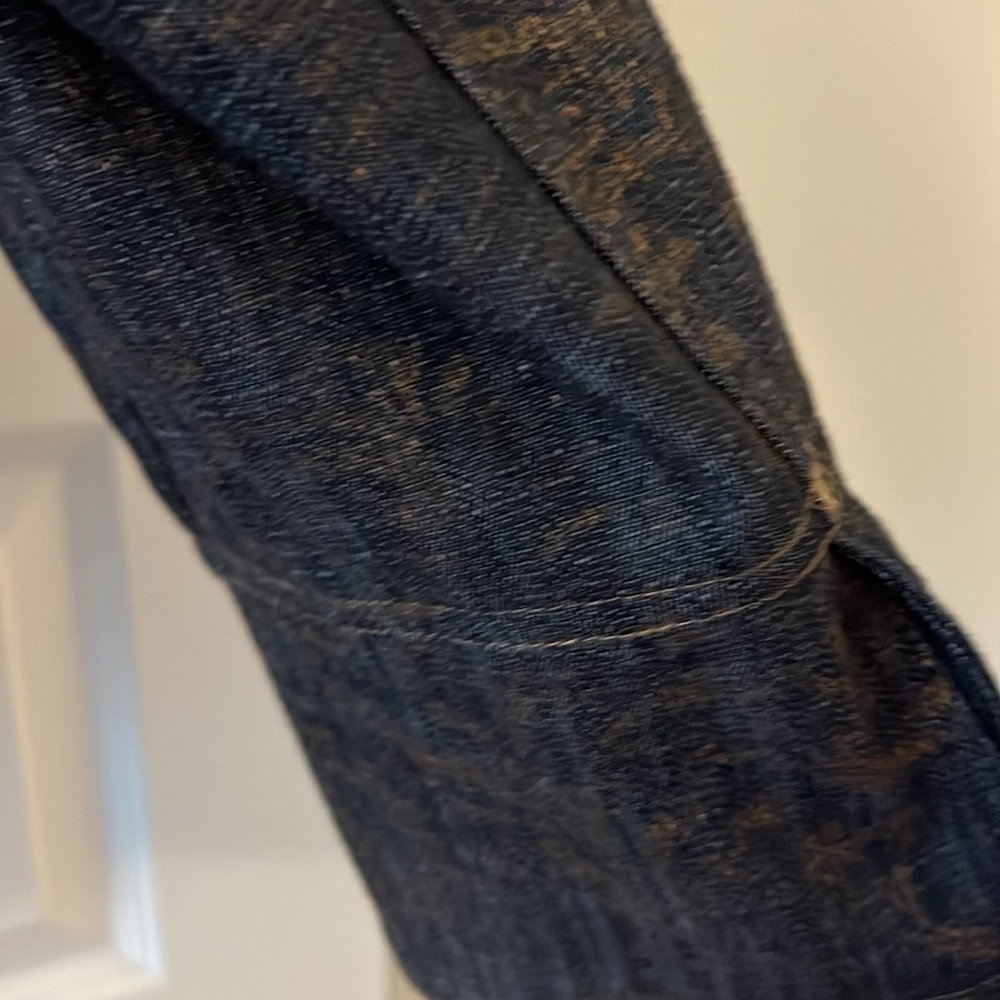 Coldwater Creek Jean denim jacket dark wash metallic print studded casual SZ 16 - Picture 12 of 16